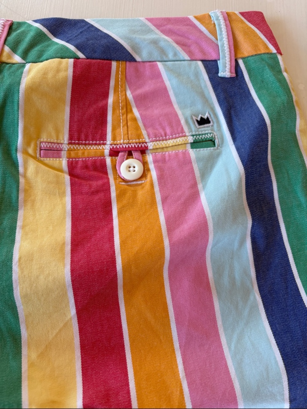 crown & ivy Multicolor Vertical Stripe Cotton Shorts - Bright Summer Palette - Picture 5 of 5